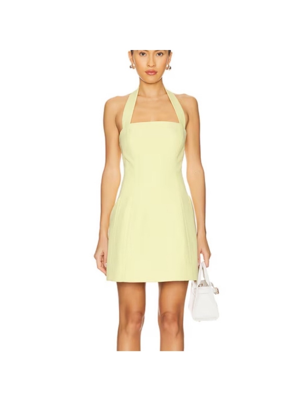 Bardot Pale Yellow Halter Mini Dress